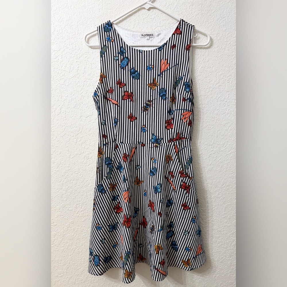LA Soul Stripe Butterfly Dress Fit and Flare - S